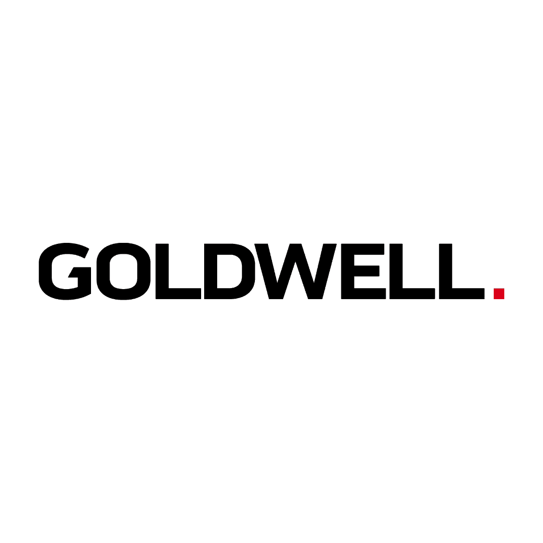 Goldwell logo with black lettering and a red dot on a transparent background.
